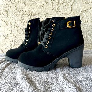 NEW Buckle Detail Chunky Heeled Combat Boots